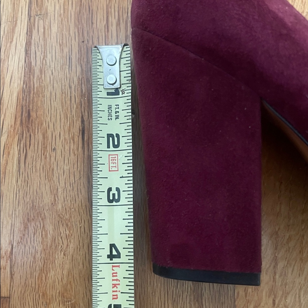 Marc Fisher Wine/Burgundy Suede Pointed Toe Pumps with Block Heel- - Picture 6 of 7